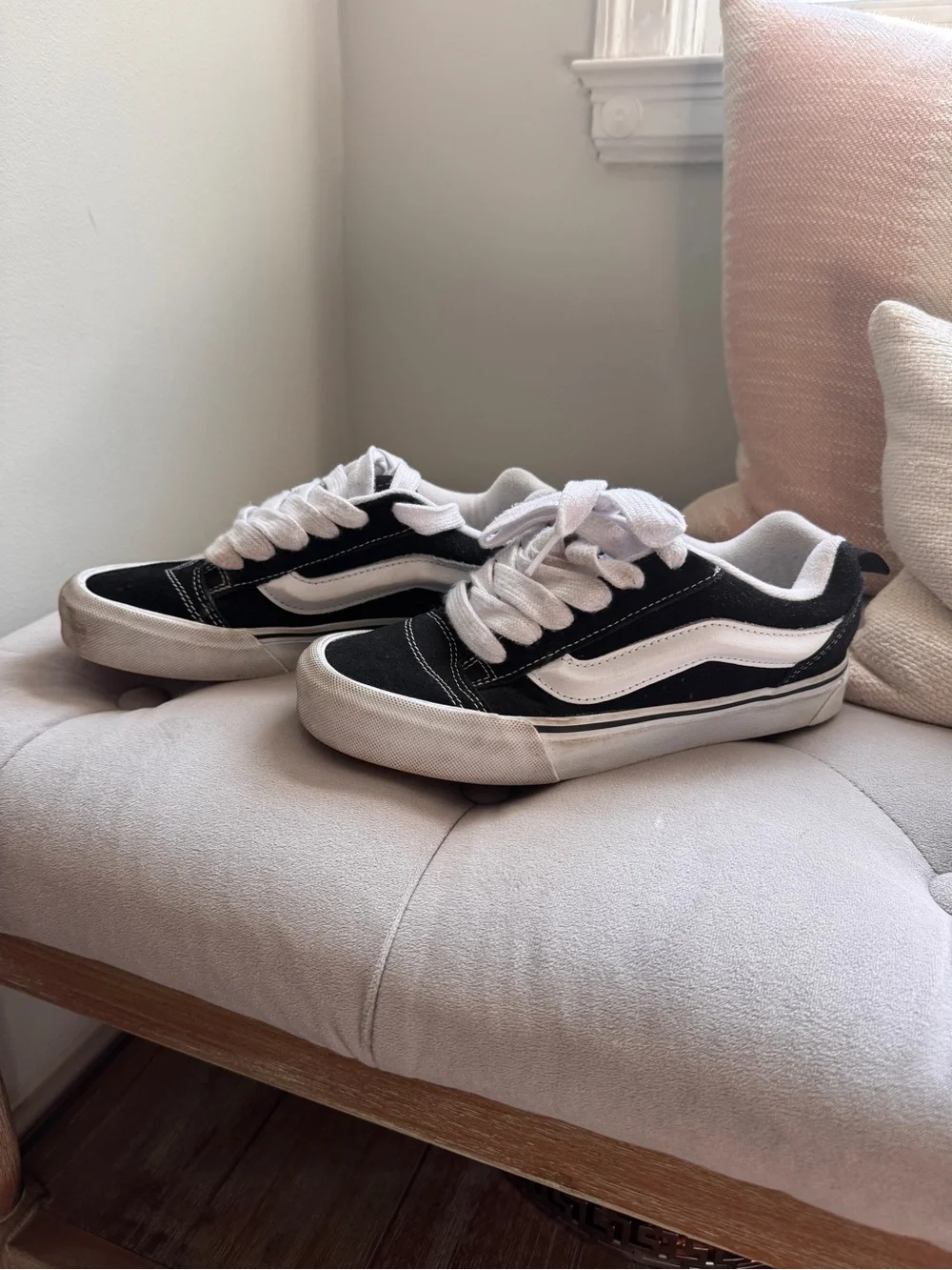 Vans Black and White Low-Top Skate Sneakers